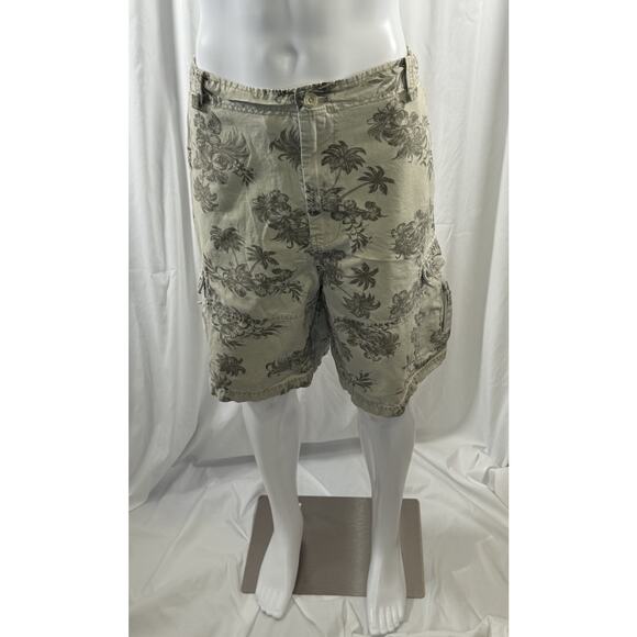 Wonderwall Broken In Cargo Shorts Tan Tropical Beach Resortware, 42, 87-24 - Picture 5 of 16